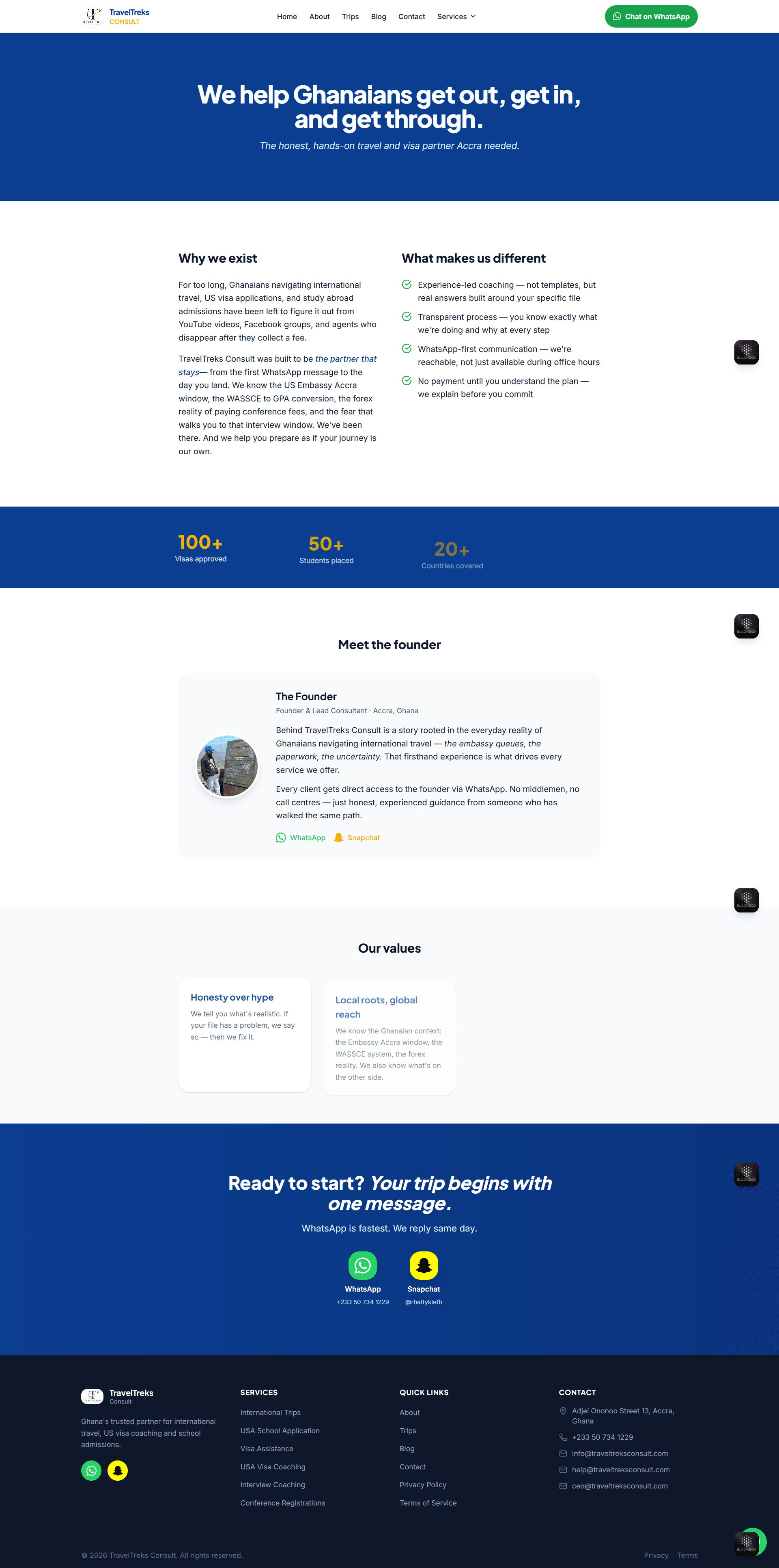 Visibility and Leads for a Ghana Travel and Student Visa Consultancy — screenshot 2